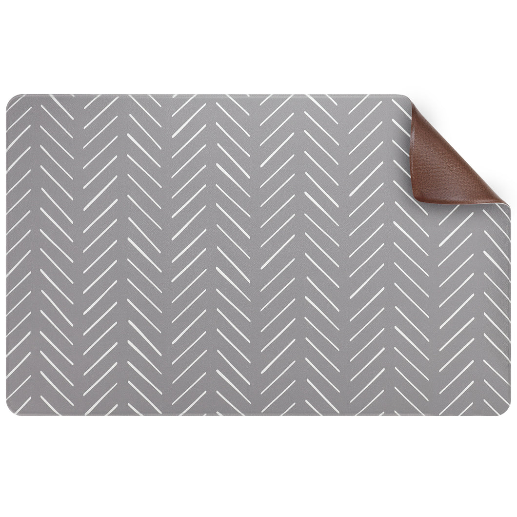 Gray Mud Cloth Pet Food Mat